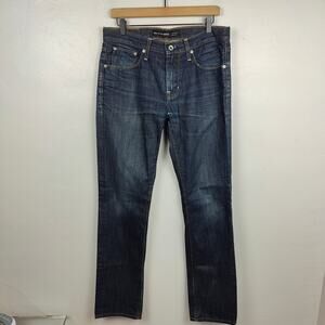 Big Star Division Slim Fit Jeans Mens 32‎ Dark Wash Whiskering Biker Indigo